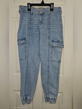 Almost Famous Light Blue Cargo Ankle Jeans